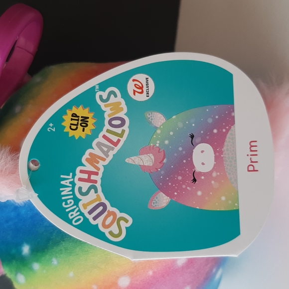 Squishmallows Prim Unicorn Rainbow Clip-On 3.5" Exclusive Rainbow Pink Blue - Picture 9 of 12
